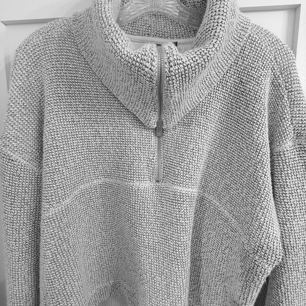 Sweaty Betty. Cream and Gray Knit Jacket